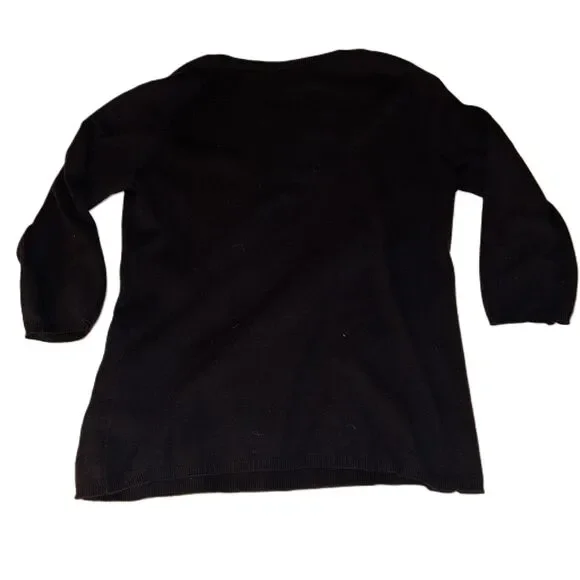 Ann Taylor Loft Black V Neck 34 Sleeve Pullover Sweater Size Large - Picture 3 of 6